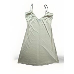 Bebe Mini Slip Dress Womens Small Beige Satin V-Neck Sleeveless Spaghetti Straps